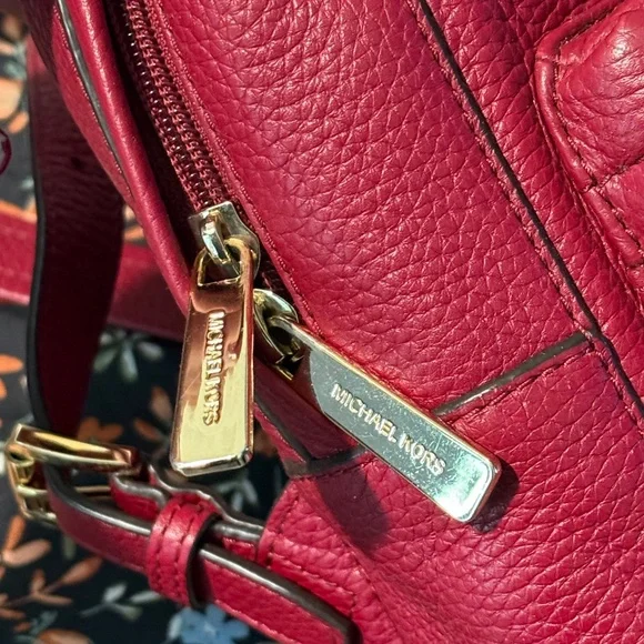 Michael Kors Red Leather Mini Backpack Handbag EUC - Picture 7 of 13